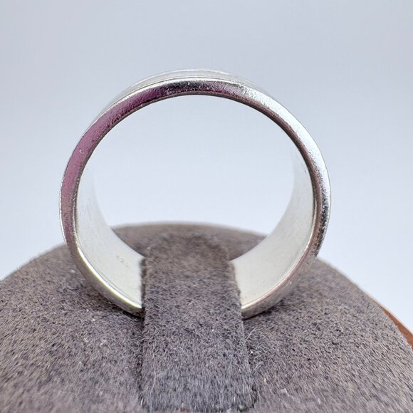 VTG Sterling Silver 925 Beveled Edge Band Hammered Finish Band Ring Size 9 - Picture 5 of 9